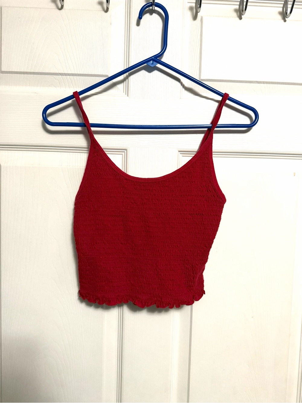 Hollister Red Smocked Cropped Tank Top - Brand: